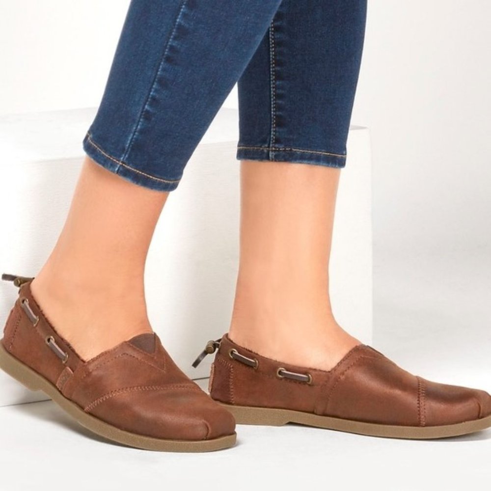 Bobs From Skechers Chill Luxe Brown Slip-on Memory Foam Flats Loafers Sz 8.5 VGC